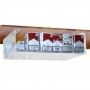 Clear acrylic hand rolling tobacco display for attachment to ceiling with a compartment pusher system