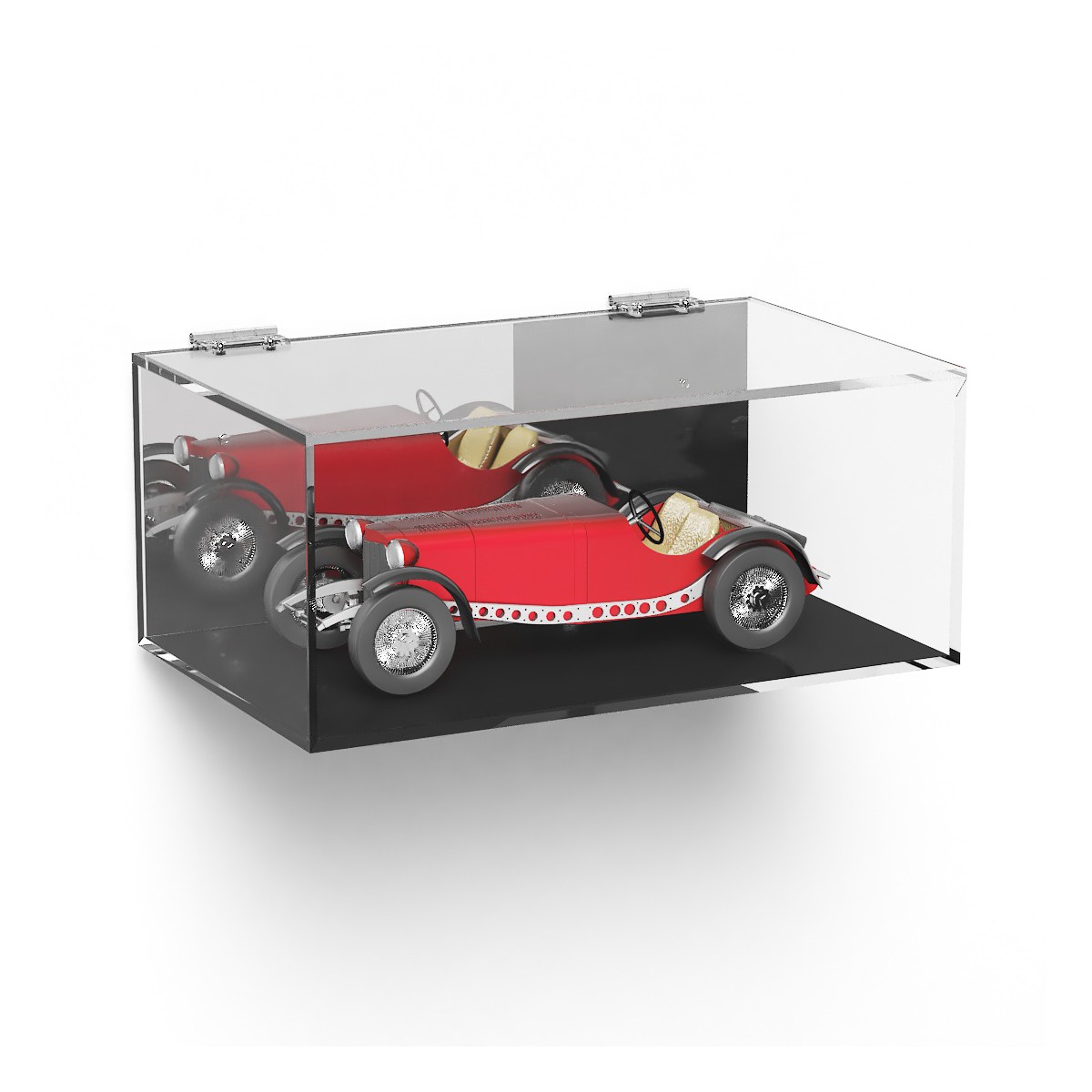 E-1010 TEC-X - Personalizzabile - Teca espositiva in plexiglass da parete con sportello e cerniere superiori e chiusura a cal...