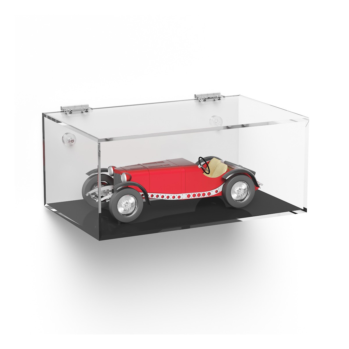 E-1011 TEC-X - Personalizzabile - Teca espositiva in plexiglass da parete con sportello e cerniere superiori e chiusura a cal...