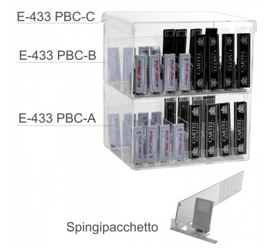E-433 - Espositore in plexiglass trasparente da banco porta cartine - L 25 x P 30 cm.