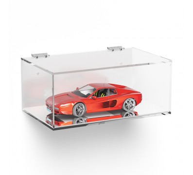 E-1014 TEC-X - Personalizzabile - Teca espositiva in plexiglass da parete con sportello e cerniere superiori e chiusura a cal...