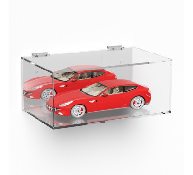 E-1017 TEC-X - Personalizzabile - Teca espositiva in plexiglass da parete con sportello e cerniere superiori e chiusura a cal...