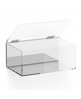 E-1017 TEC-X - Personalizzabile - Teca espositiva in plexiglass da parete con sportello e cerniere superiori e chiusura a cal...
