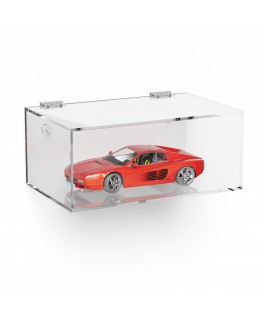 E-1018 TEC-X - Personalizzabile - Teca espositiva in plexiglass da parete con sportello e cerniere superiori e chiusura a cal...