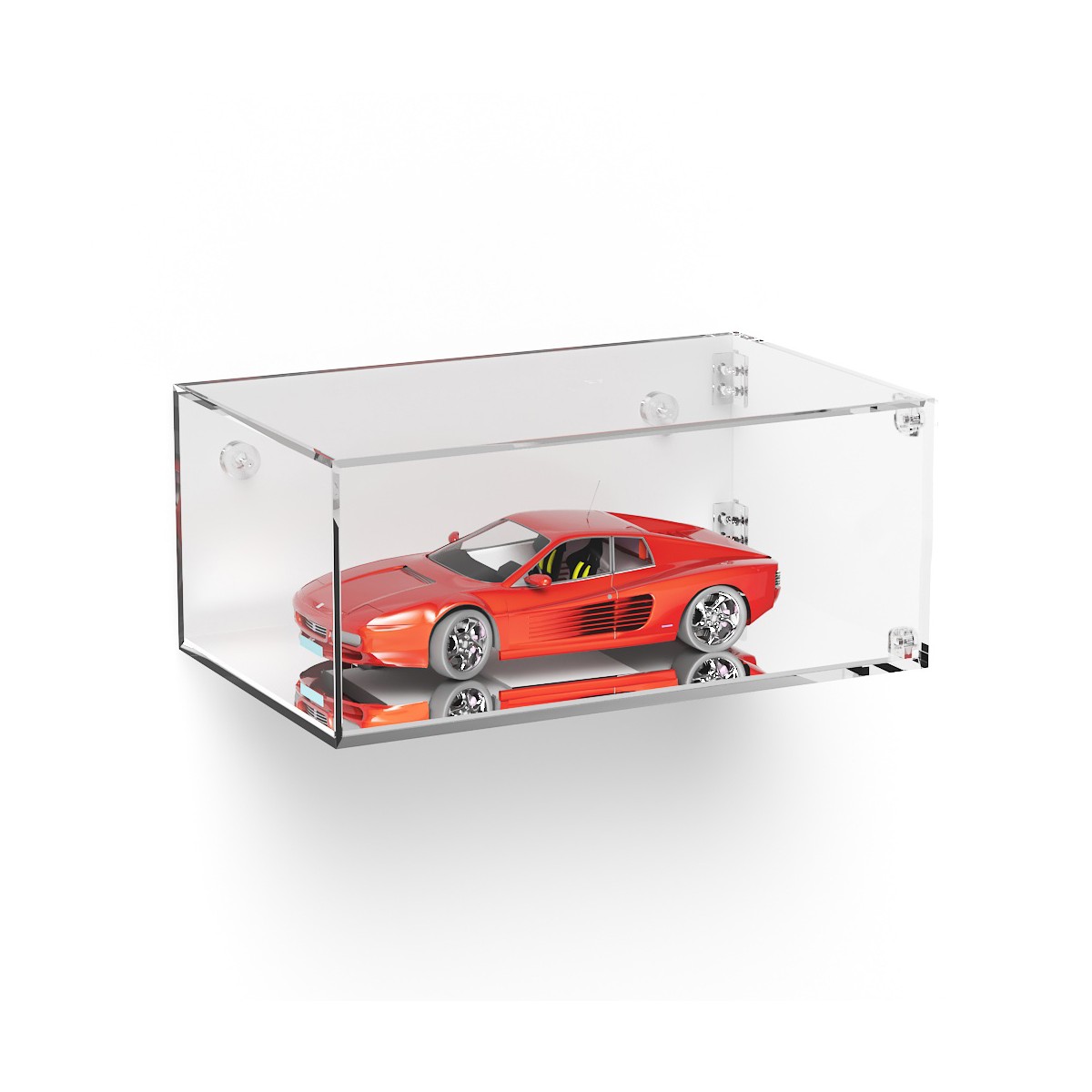 E-1029 TEC-X - Personalizzabile - Teca espositiva in plexiglass da parete con sportello e cerniere laterali e chiusura a cala...