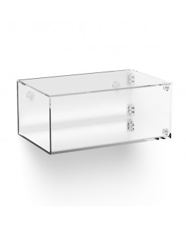 E-1029 TEC-X - Personalizzabile - Teca espositiva in plexiglass da parete con sportello e cerniere laterali e chiusura a cala...