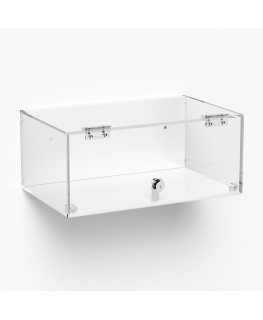E-1034 TEC-X - Personalizzabile - Teca espositiva in plexiglass da parete con sportello e cerniere frontali e chiusura con se...