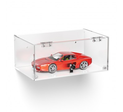 E-1034 TEC-X - Personalizzabile - Teca espositiva in plexiglass da parete con sportello e cerniere frontali e chiusura con se...