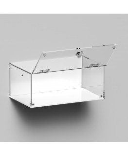 E-1034 TEC-X - Personalizzabile - Teca espositiva in plexiglass da parete con sportello e cerniere frontali e chiusura con se...