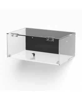 E-1035 TEC-X - Personalizzabile - Teca espositiva in plexiglass da parete con sportello e cerniere frontali e chiusura con se...