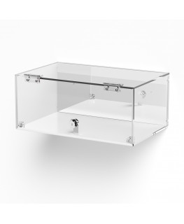 E-1036 TEC-X - Personalizzabile - Teca espositiva in plexiglass da parete con sportello e cerniere frontali e chiusura con se...