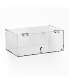 E-1045 TEC-X - Personalizzabile - Teca espositiva in plexiglass da parete con sportello e cerniere frontali e chiusura con se...