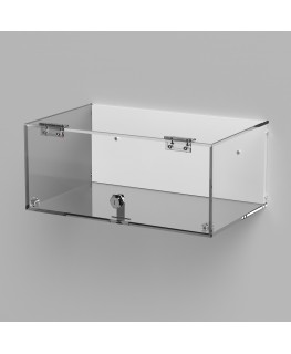 E-1045 TEC-X - Personalizzabile - Teca espositiva in plexiglass da parete con sportello e cerniere frontali e chiusura con se...