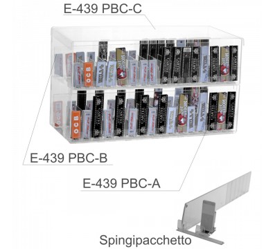 E-439 - Espositore in plexiglass trasparente da banco porta cartine - L 50 x P 20 cm.