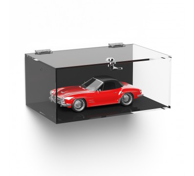E-1054 TEC-X - Personalizzabile - Teca espositiva in plexiglass da parete con sportello e cerniere superiori e chiusura con s...