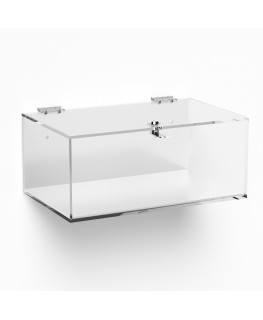 E-1057 TEC-X - Personalizzabile - Teca espositiva in plexiglass da parete con sportello e cerniere superiori e chiusura con s...