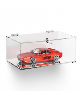 E-1059 TEC-X - Personalizzabile - Teca espositiva in plexiglass da parete con sportello e cerniere superiori e chiusura con s...