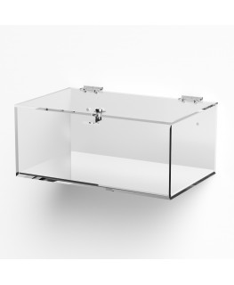 E-1059 TEC-X - Personalizzabile - Teca espositiva in plexiglass da parete con sportello e cerniere superiori e chiusura con s...