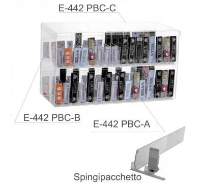 E-442 - Espositore in plexiglass trasparente da banco porta cartine - L 50 x P 30 cm.
