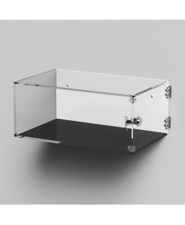 E-1068 TEC-X - Personalizzabile - Teca espositiva in plexiglass da parete con sportello e cerniere laterali e chiusura con se...