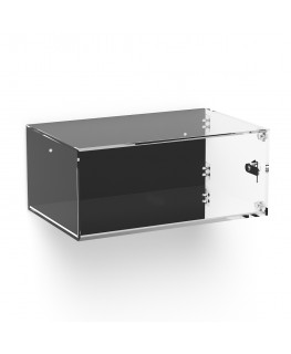 E-1073 TEC-X - Personalizzabile - Teca espositiva in plexiglass da parete con sportello e cerniere laterali e chiusura con se...