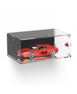E-1073 TEC-X - Personalizzabile - Teca espositiva in plexiglass da parete con sportello e cerniere laterali e chiusura con se...