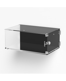E-1073 TEC-X - Personalizzabile - Teca espositiva in plexiglass da parete con sportello e cerniere laterali e chiusura con se...