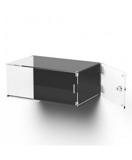 E-1073 TEC-X - Personalizzabile - Teca espositiva in plexiglass da parete con sportello e cerniere laterali e chiusura con se...