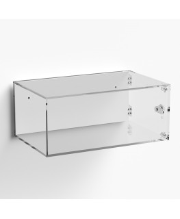 E-1075 TEC-X - Personalizzabile - Teca espositiva in plexiglass da parete con sportello e cerniere laterali e chiusura con se...
