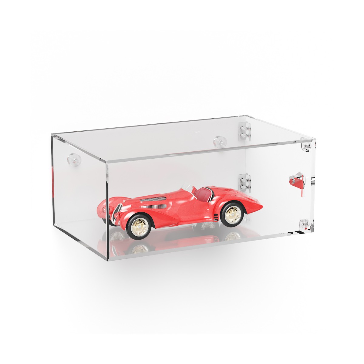 E-1078 TEC-X - Personalizzabile - Teca espositiva in plexiglass da parete con sportello e cerniere laterali e chiusura con se...