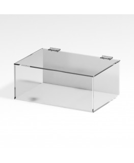 E-1079 TEC-X - Personalizzabile - Teca espositiva in plexiglass trasparente da banco 5 lati chiusi con sportello superiore co...