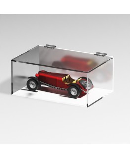 E-1079 TEC-X - Personalizzabile - Teca espositiva in plexiglass trasparente da banco 5 lati chiusi con sportello superiore co...