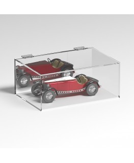 E-1081 TEC-X - Personalizzabile - Teca espositiva in plexiglass trasparente da banco 5 lati chiusi con sportello superiore co...