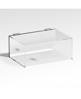 E-1081 TEC-X - Personalizzabile - Teca espositiva in plexiglass trasparente da banco 5 lati chiusi con sportello superiore co...
