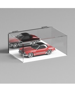 E-1081 TEC-X - Personalizzabile - Teca espositiva in plexiglass trasparente da banco 5 lati chiusi con sportello superiore co...