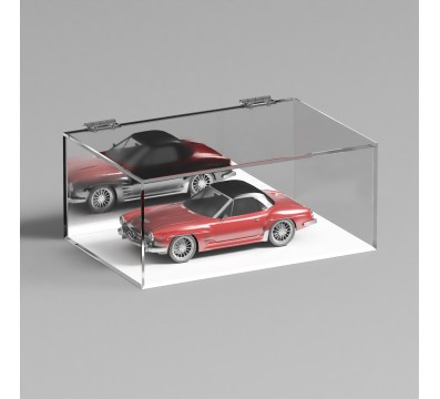 E-1081 TEC-X - Personalizzabile - Teca espositiva in plexiglass trasparente da banco 5 lati chiusi con sportello superiore co...
