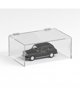 E-1082 TEC-X - Personalizzabile - Teca espositiva in plexiglass trasparente da banco 5 lati chiusi con sportello superiore co...
