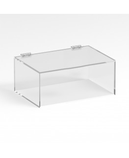 E-1082 TEC-X - Personalizzabile - Teca espositiva in plexiglass trasparente da banco 5 lati chiusi con sportello superiore co...