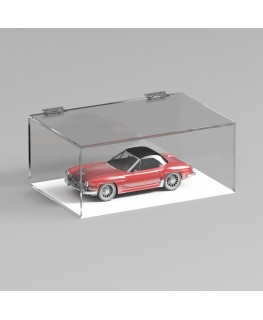E-1082 TEC-X - Personalizzabile - Teca espositiva in plexiglass trasparente da banco 5 lati chiusi con sportello superiore co...