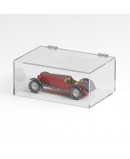 E-1082 TEC-X - Personalizzabile - Teca espositiva in plexiglass trasparente da banco 5 lati chiusi con sportello superiore co...