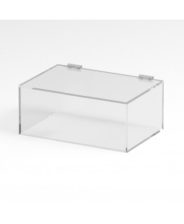 E-1082 TEC-X - Personalizzabile - Teca espositiva in plexiglass trasparente da banco 5 lati chiusi con sportello superiore co...