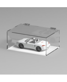 E-1082 TEC-X - Personalizzabile - Teca espositiva in plexiglass trasparente da banco 5 lati chiusi con sportello superiore co...