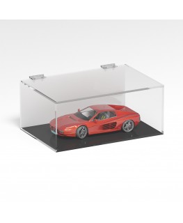 E-1083 TEC-X - Personalizzabile - Teca espositiva in plexiglass trasparente da banco 5 lati chiusi con sportello superiore co...