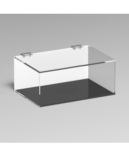 E-1083 TEC-X - Personalizzabile - Teca espositiva in plexiglass trasparente da banco 5 lati chiusi con sportello superiore co...