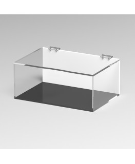 E-1083 TEC-X - Personalizzabile - Teca espositiva in plexiglass trasparente da banco 5 lati chiusi con sportello superiore co...