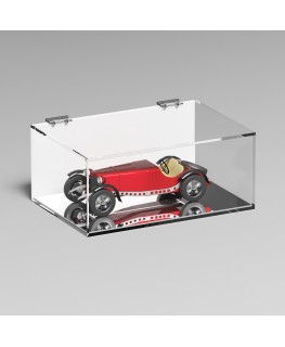 E-1087 TEC-X - Personalizzabile - Teca espositiva in plexiglass trasparente da banco 5 lati chiusi con sportello superiore co...