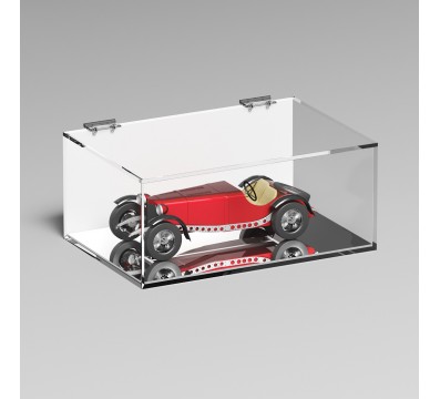 E-1087 TEC-X - Personalizzabile - Teca espositiva in plexiglass trasparente da banco 5 lati chiusi con sportello superiore co...