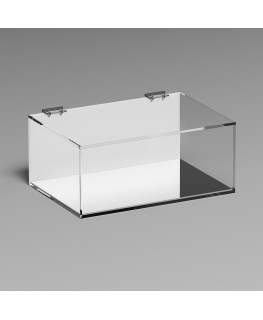 E-1087 TEC-X - Personalizzabile - Teca espositiva in plexiglass trasparente da banco 5 lati chiusi con sportello superiore co...