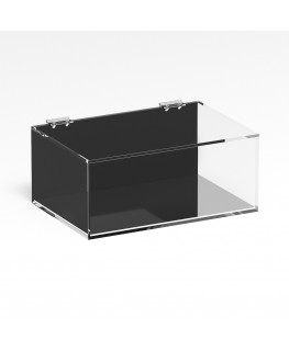 E-1088 TEC-X - Personalizzabile - Teca espositiva in plexiglass trasparente da banco 5 lati chiusi con sportello superiore co...