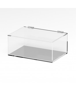 E-1089 TEC-X - Personalizzabile - Teca espositiva in plexiglass trasparente da banco 5 lati chiusi con sportello superiore co...
